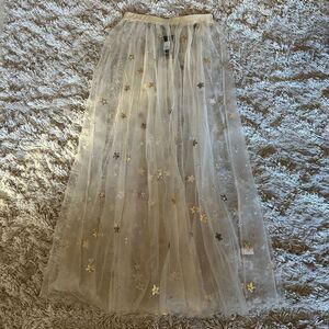 NWT Fashion Nova tulle champagne stars sequin skirt large